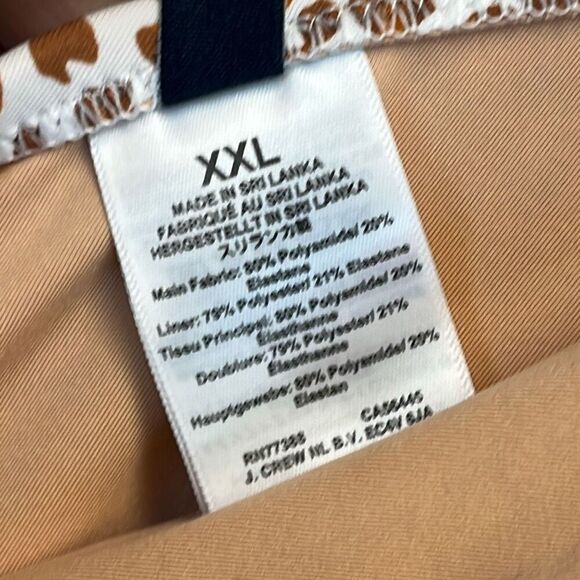 J. CREW One Piece Swimsuit XXL Brown White Animal Print Ruched One Shoulder - Picture 5 of 13